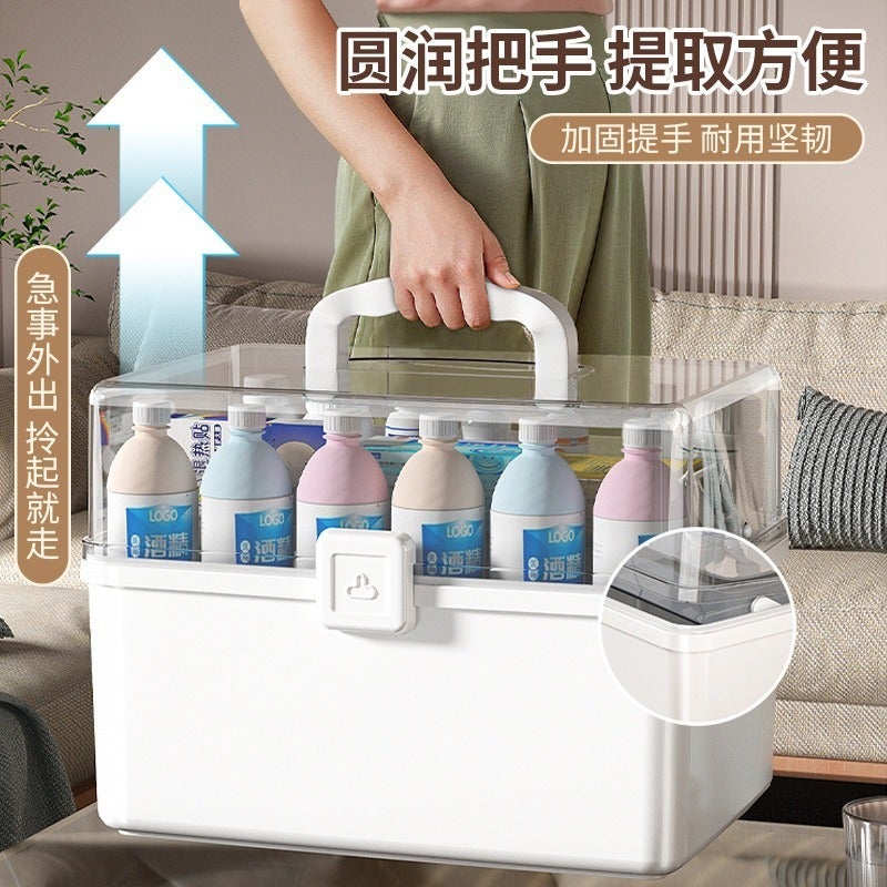 Large-Capacity Household Food-Grade Plastic Medicine Storage Box Multi-Layer Waterproof And Dustproof Extra-Large Classification Medicine Box Medicine Box - Image 3